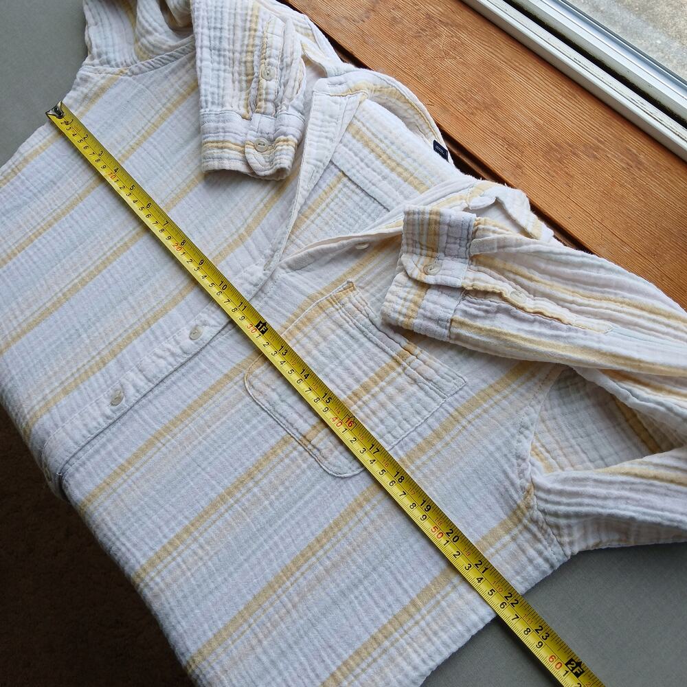 Universal Thread Super Soft Cotton Button-up Shirt M white yellow stripes LS - Picture 10 of 14